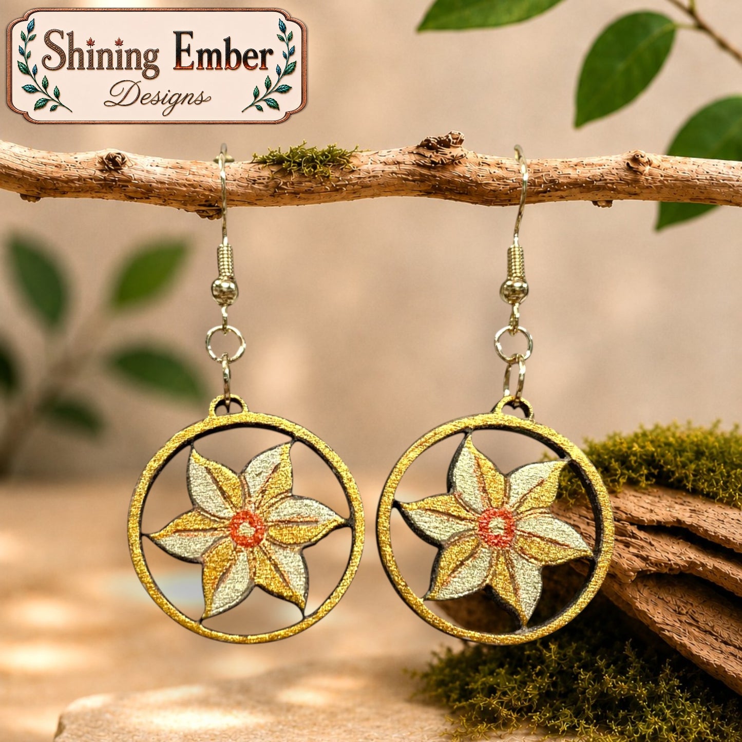 Blossom Hand-Painted Wood Earrings