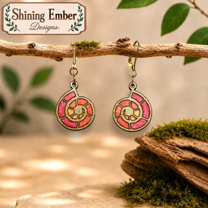 Nautilus Hand-Painted Wood Earrings