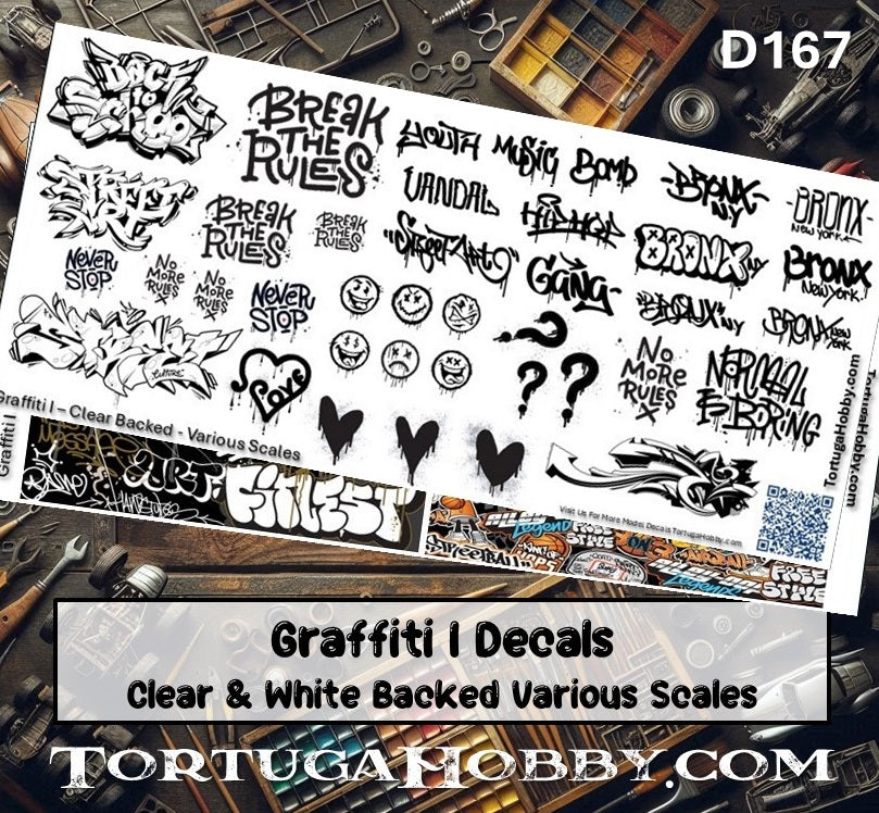 Graffiti Decals - HO Scale - For Dioramas, Train Layouts, Models & More