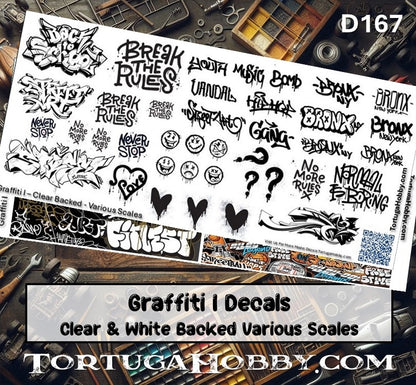 Graffiti Decals - HO Scale - For Dioramas, Train Layouts, Models & More