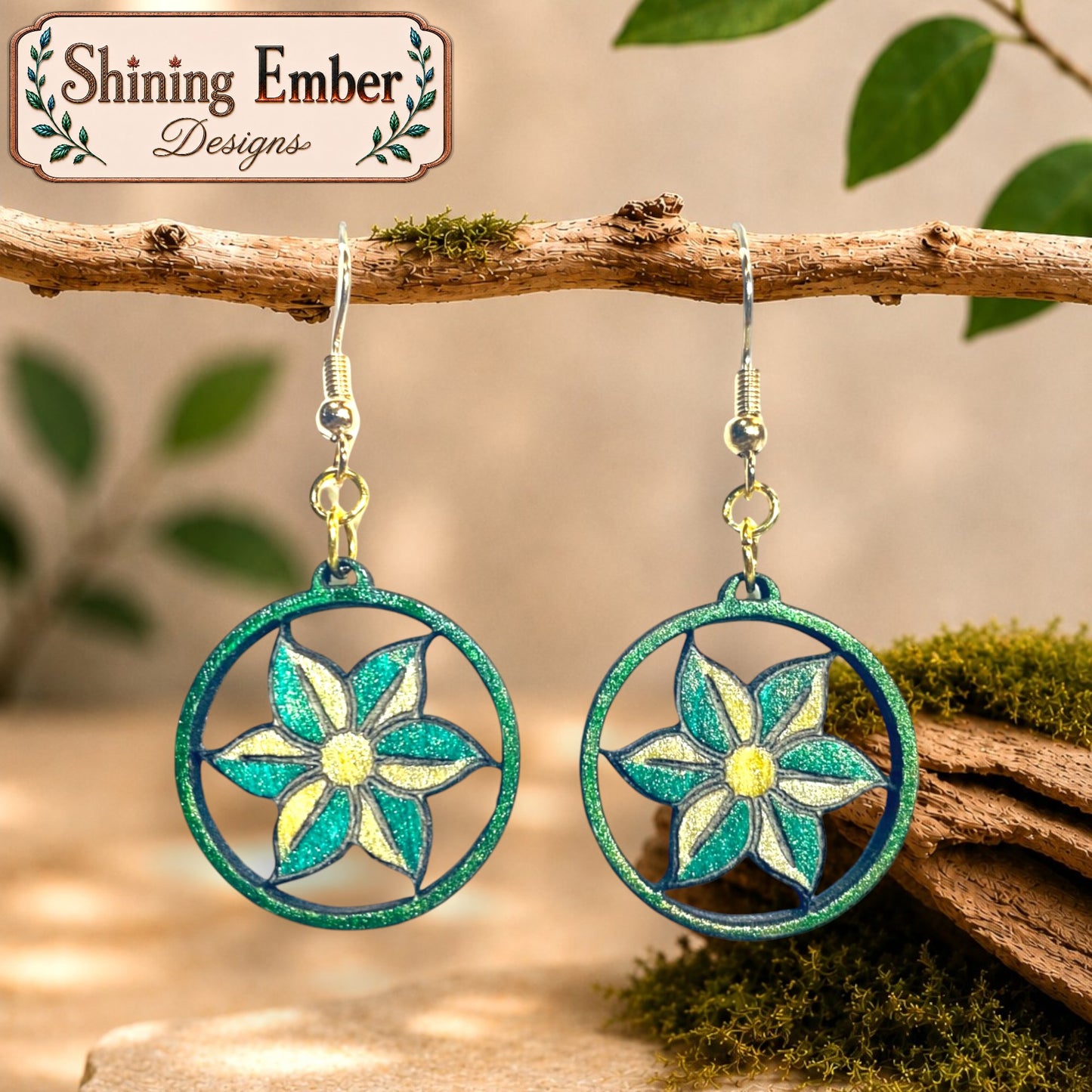 Blossom Hand-Painted Wood Earrings