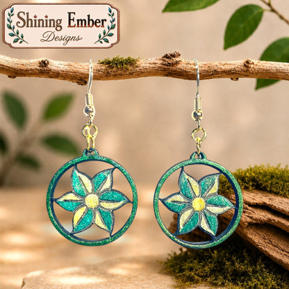 Blossom Hand-Painted Wood Earrings