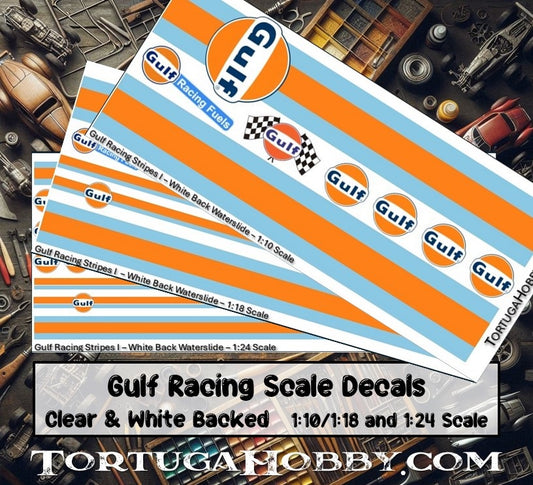 Gulf Decals - Water Slide Decals 1:10 Scale / 1:18 Scale or 1:24 Scale Models, RC or Derby