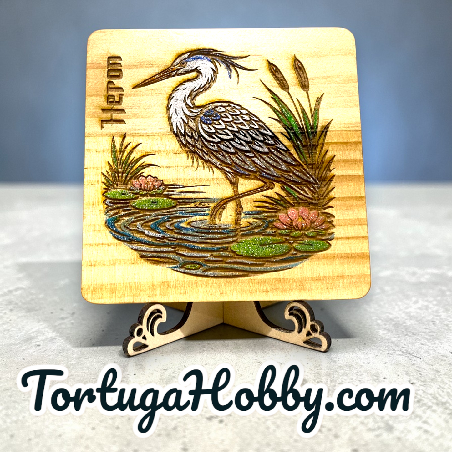 Feathered Friends Engraved and Hand-Painted Wood Bird Coasters