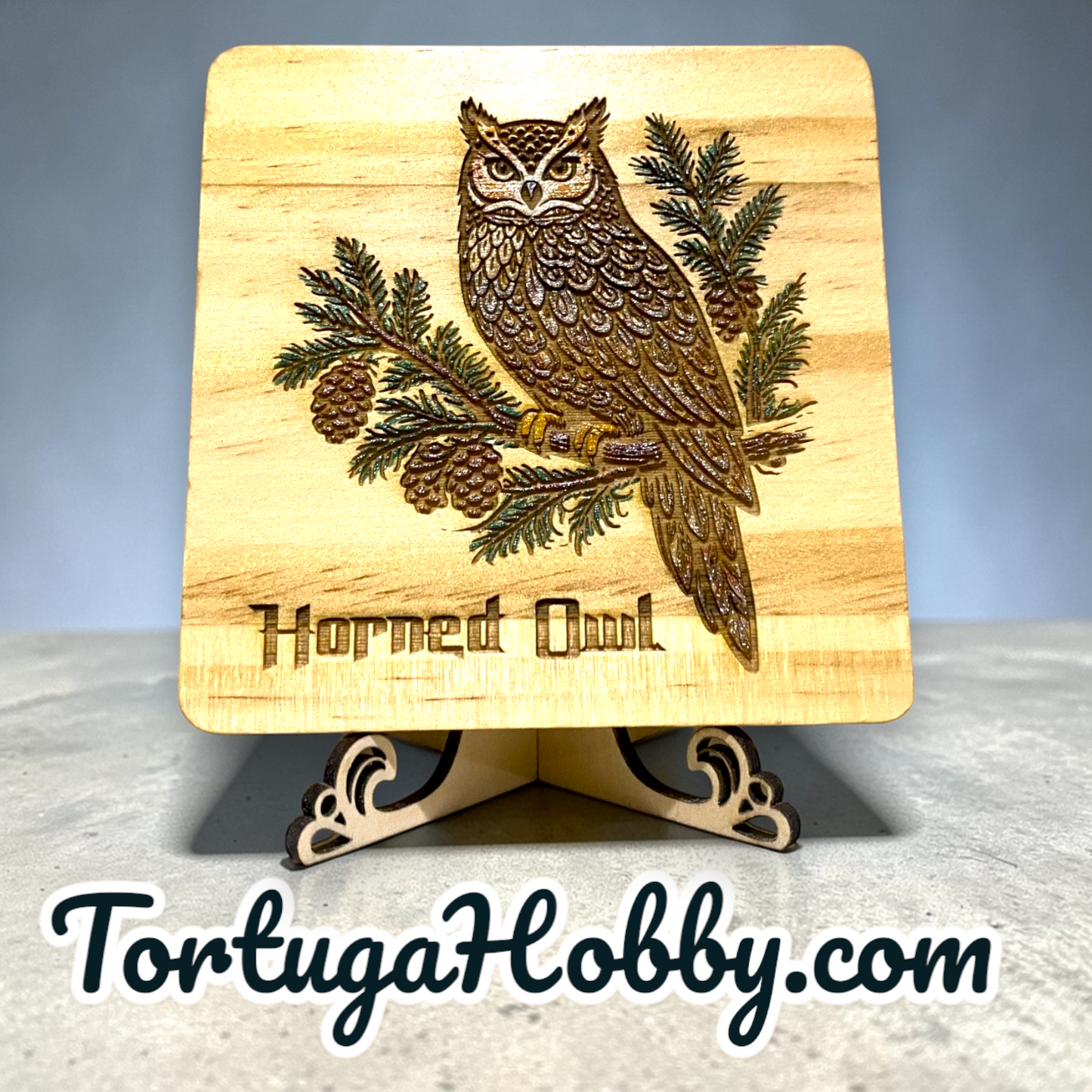 Feathered Friends Engraved and Hand-Painted Wood Bird Coasters