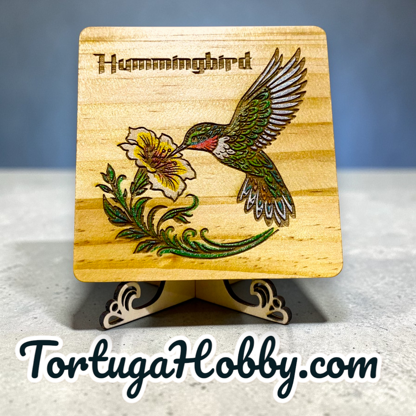 Feathered Friends Engraved and Hand-Painted Wood Bird Coasters