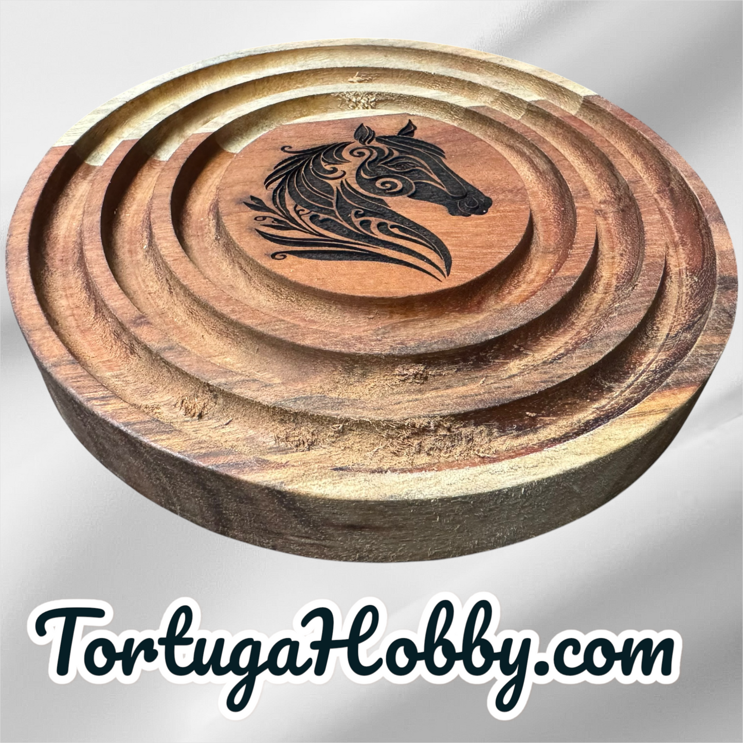 Wood Trivet Laser Engraved Trivet - Beautiful Horse Engraved In Center.
