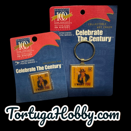 1998 - 32 Cent Stamp "I Want You" Celebrate The Century Keychain & Pin USPS