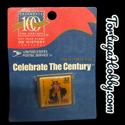 1998 - 32 Cent Stamp "I Want You" Celebrate The Century Keychain & Pin USPS