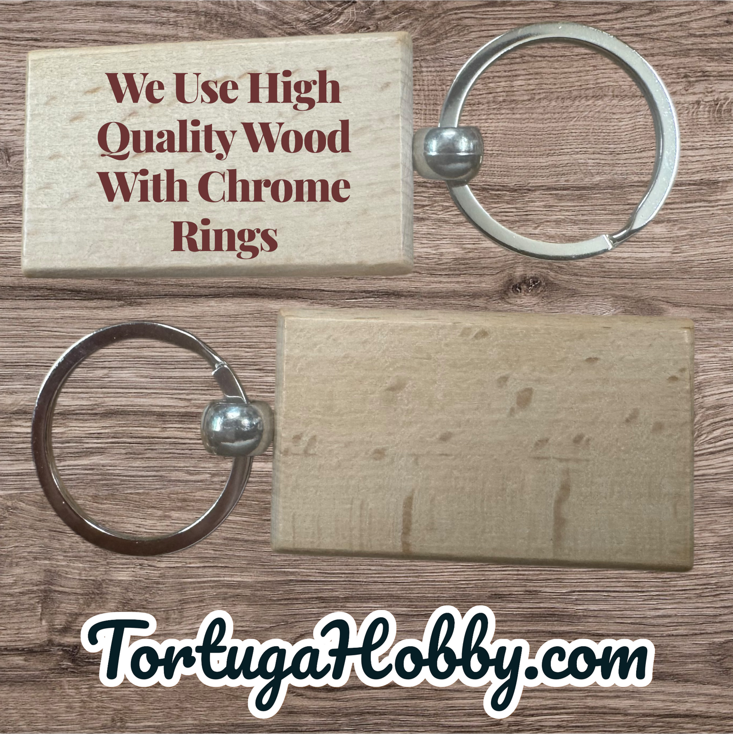 Wood Engraved Keychains - Your Custom Design or Logo