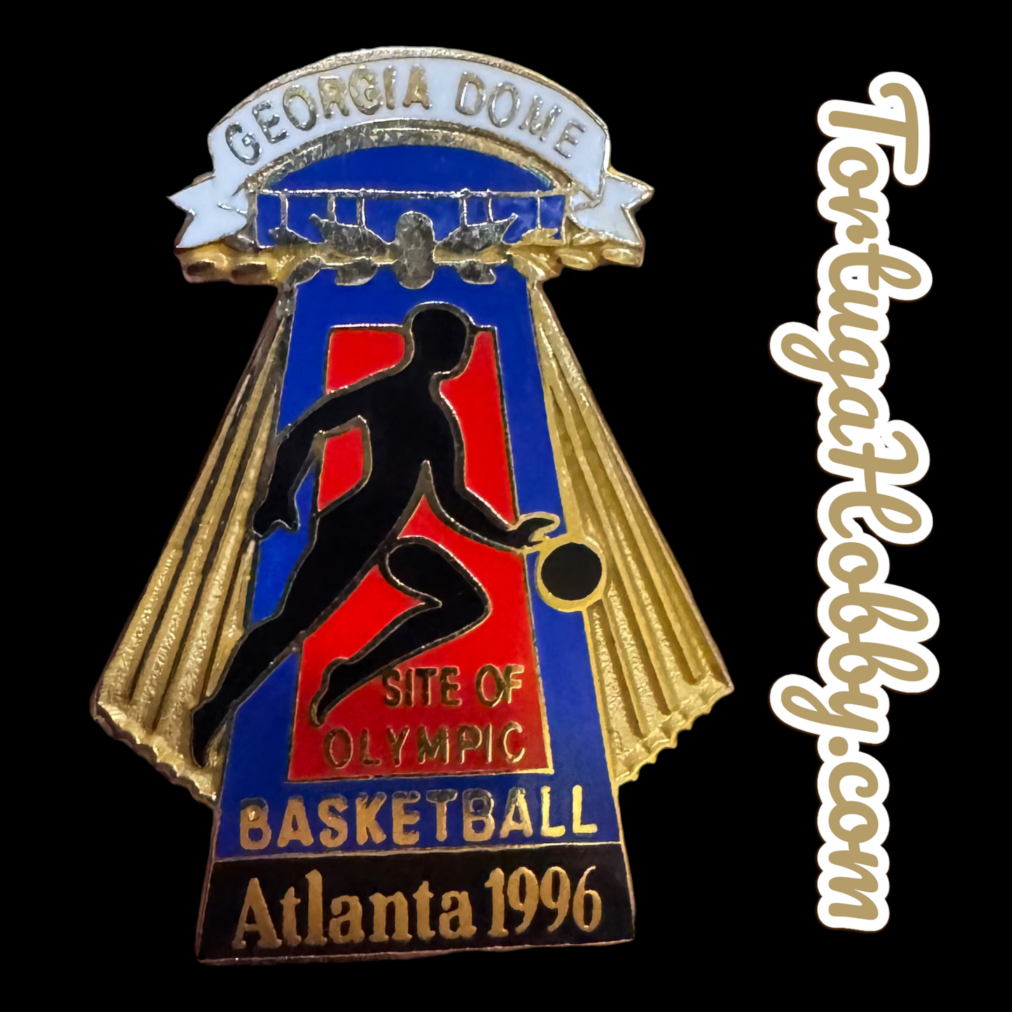 1996 Atlanta Centennial Official Olympic Pin - Georgia Dome Basketball
