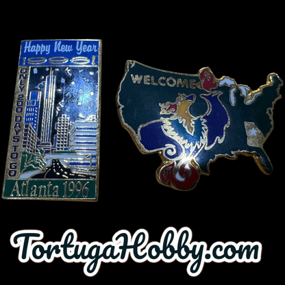 1996 Atlanta Centennial Official Olympic New Years Pin & Welcome To Georgia