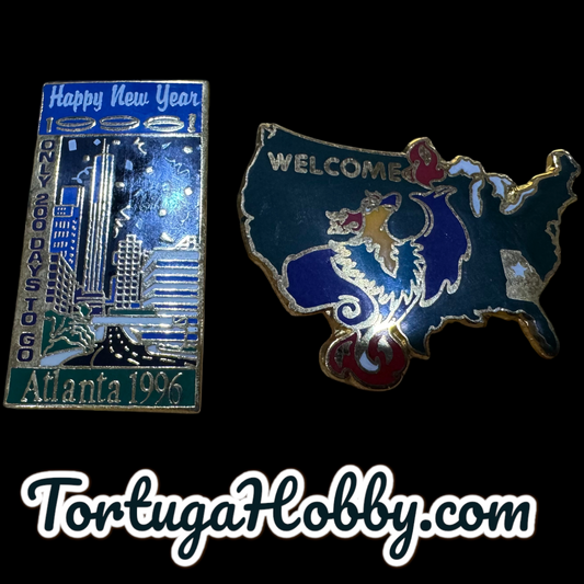 1996 Atlanta Centennial Official Olympic New Years Pin & Welcome To Georgia