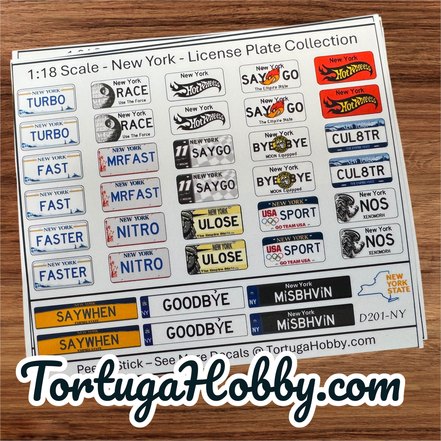 State License Plates Decals - 1:24 / 1:18 / 1:64 Scale - Water Slide or Peel & Stick