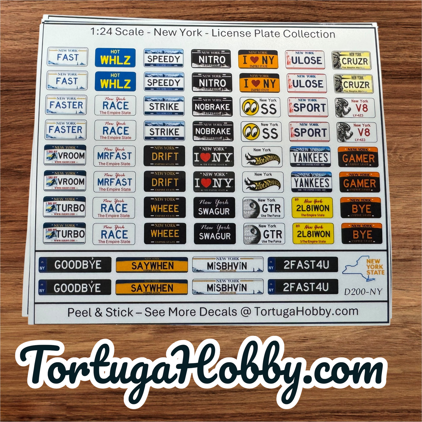 State License Plates Decals - 1:24 / 1:18 / 1:64 Scale - Water Slide or Peel & Stick