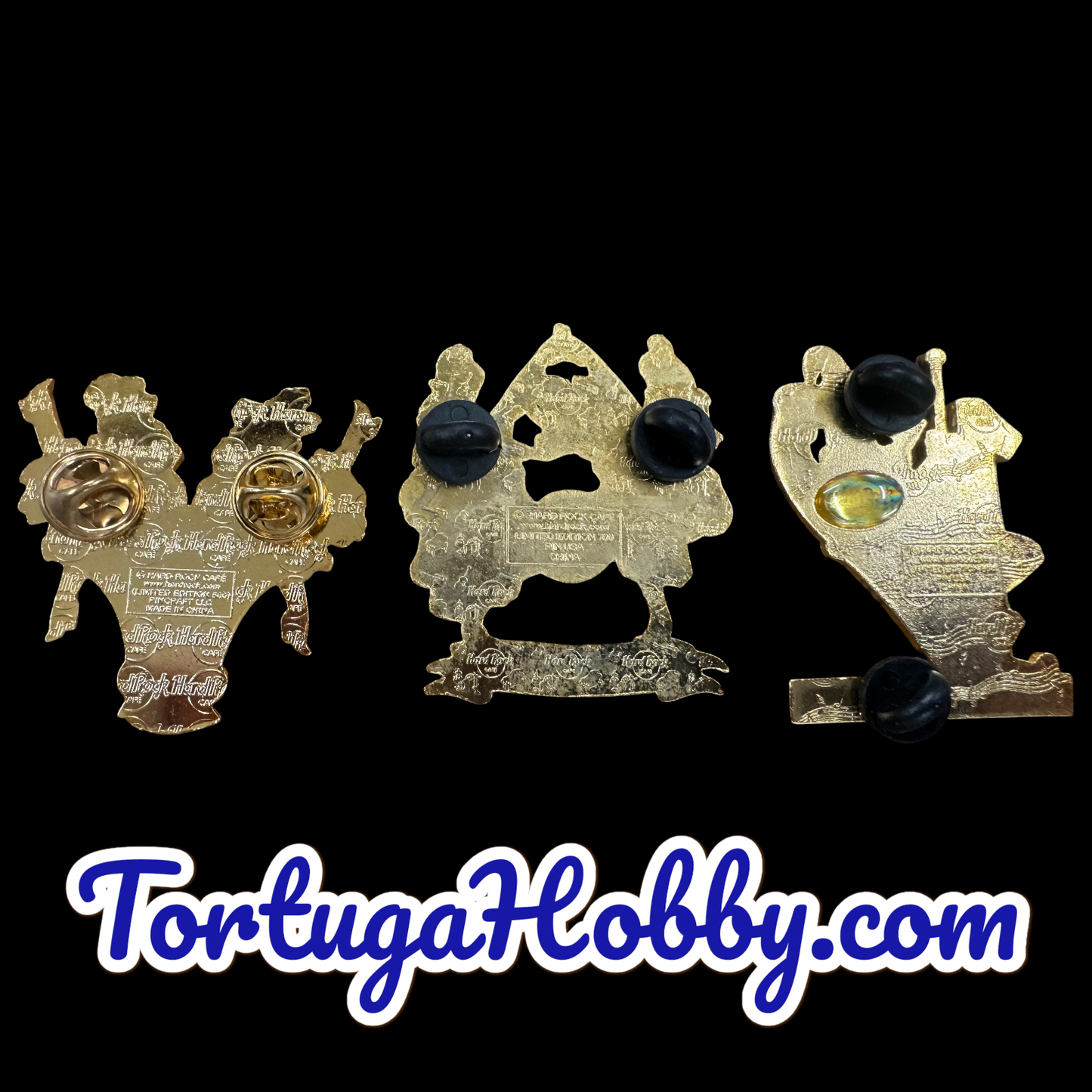 2001, 2002, 2003 - Hard Rock Cafe - Paris - Anniversary Pins 10th, 11th And 12th