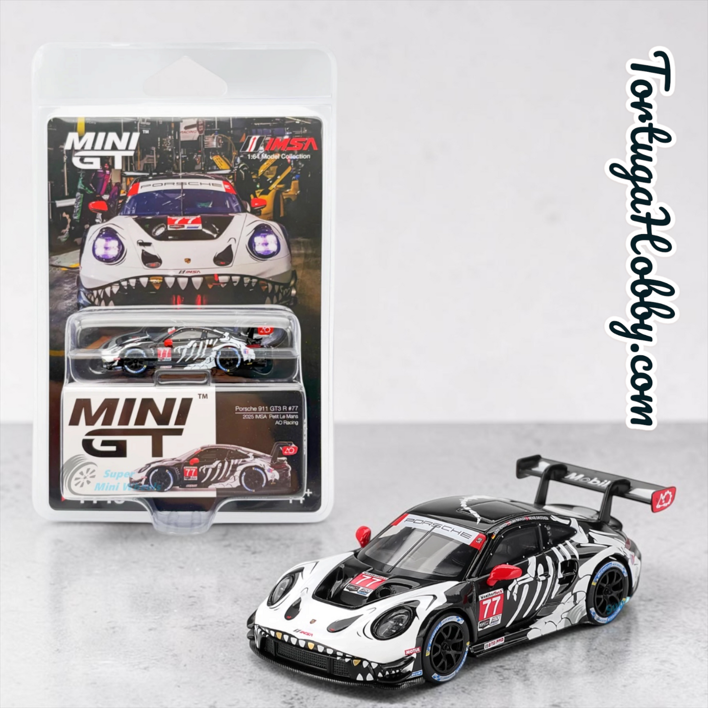 Mini GT 1:64 REXY Porsche 911 GT3 R #77 AO Racing 2025 IMSA Petit Le Mans #1143