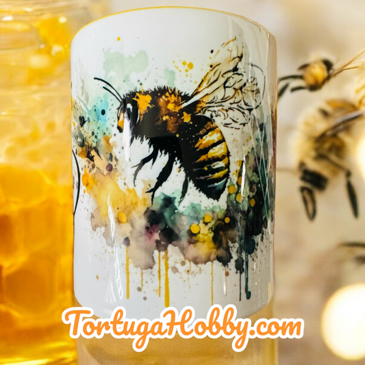 Coffee Mug - Bee Happy - Watercolor Artistic Cup