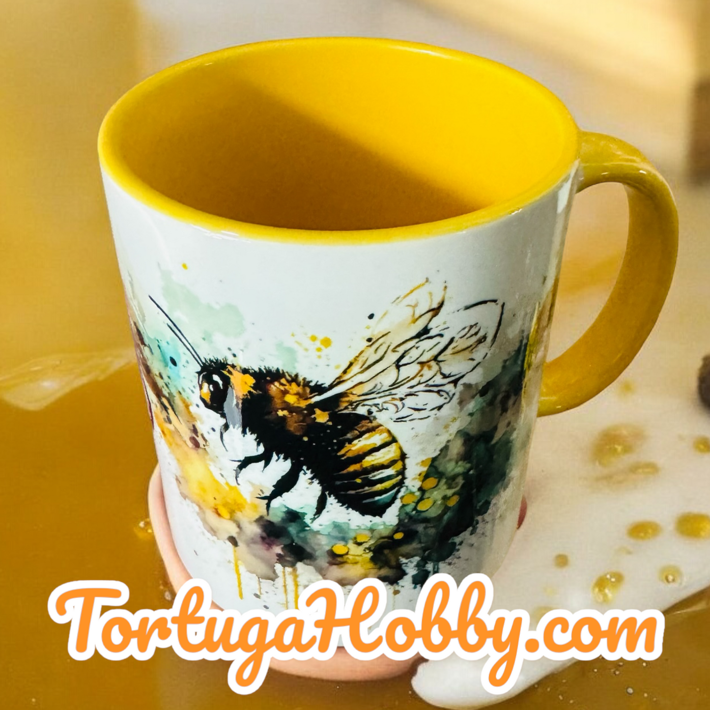 Coffee Mug - Bee Happy - Watercolor Artistic Cup