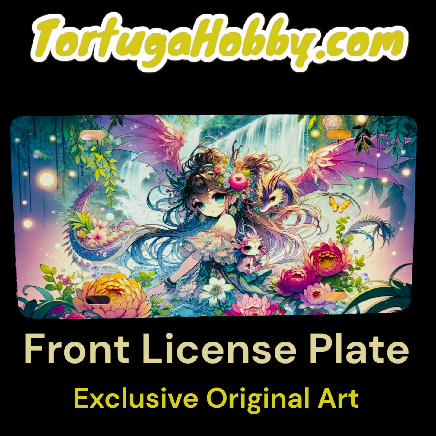 Plates - Anime Girl Exclusive Art - Front License Plate - Original, Exclusive Artwork