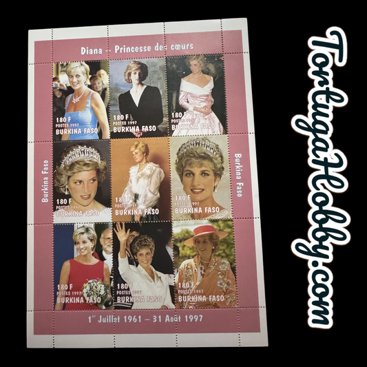 1997 -Postage Stamp Sheet - Burkina Faso Princess Diana, Princess Of Whales