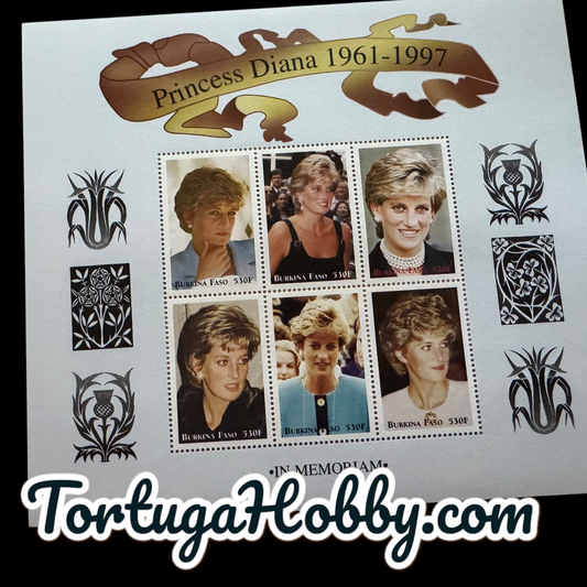 1997 - Commemorative Souvenir Postage Stamp Sheet - Burkina Faso Princess Diana