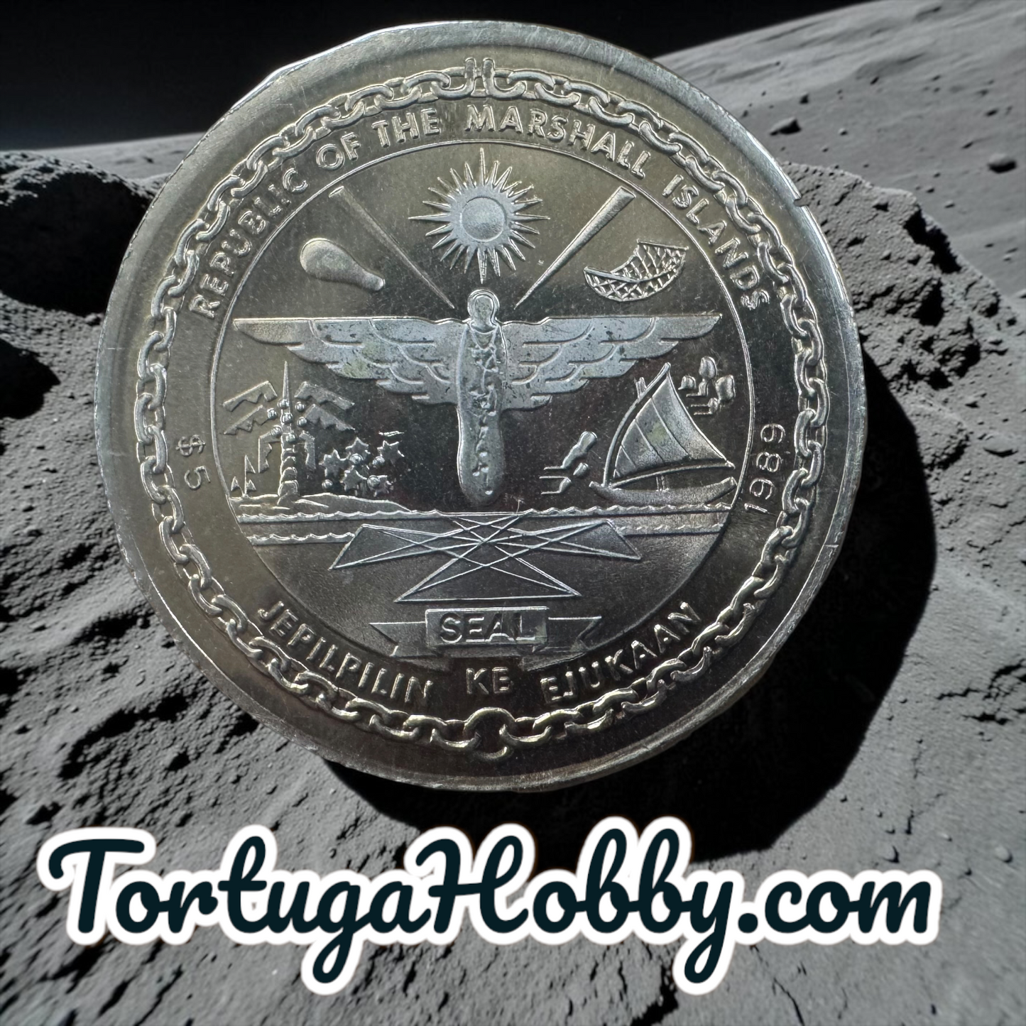 1989 Marshall Islands - Apollo Moon Landing - $5 Coin