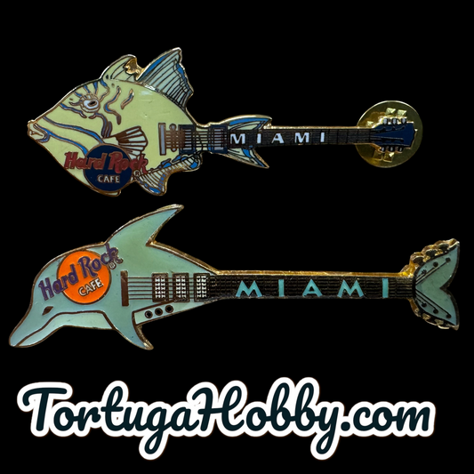 1999 - Vintage Hard Rock Cafe - Miami - Fish Guitar 2 Pin Set - Limited Edition