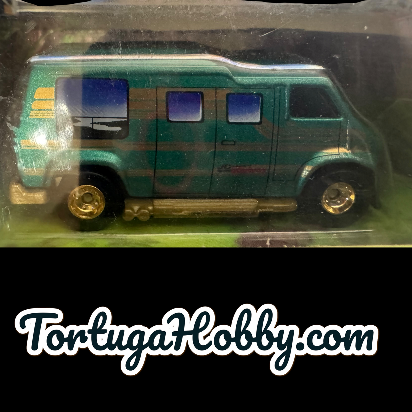 1997 -  Hot Wheels JC Whitney Promo Green Custom Van w/REAL RIDERS & Chevy Truck