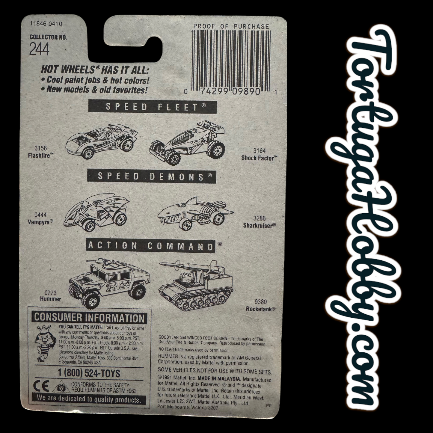 1991 - Hot Wheels - Mainline - No Fear F1 Formula 1 Racecar
