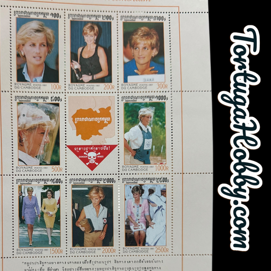 1997 - Princess Diana In Cambodia - Uncut Sheet