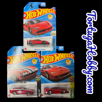 Hot Wheels - 3 Car Ferrari Set - SF90, GTB4 And Ferrari F40