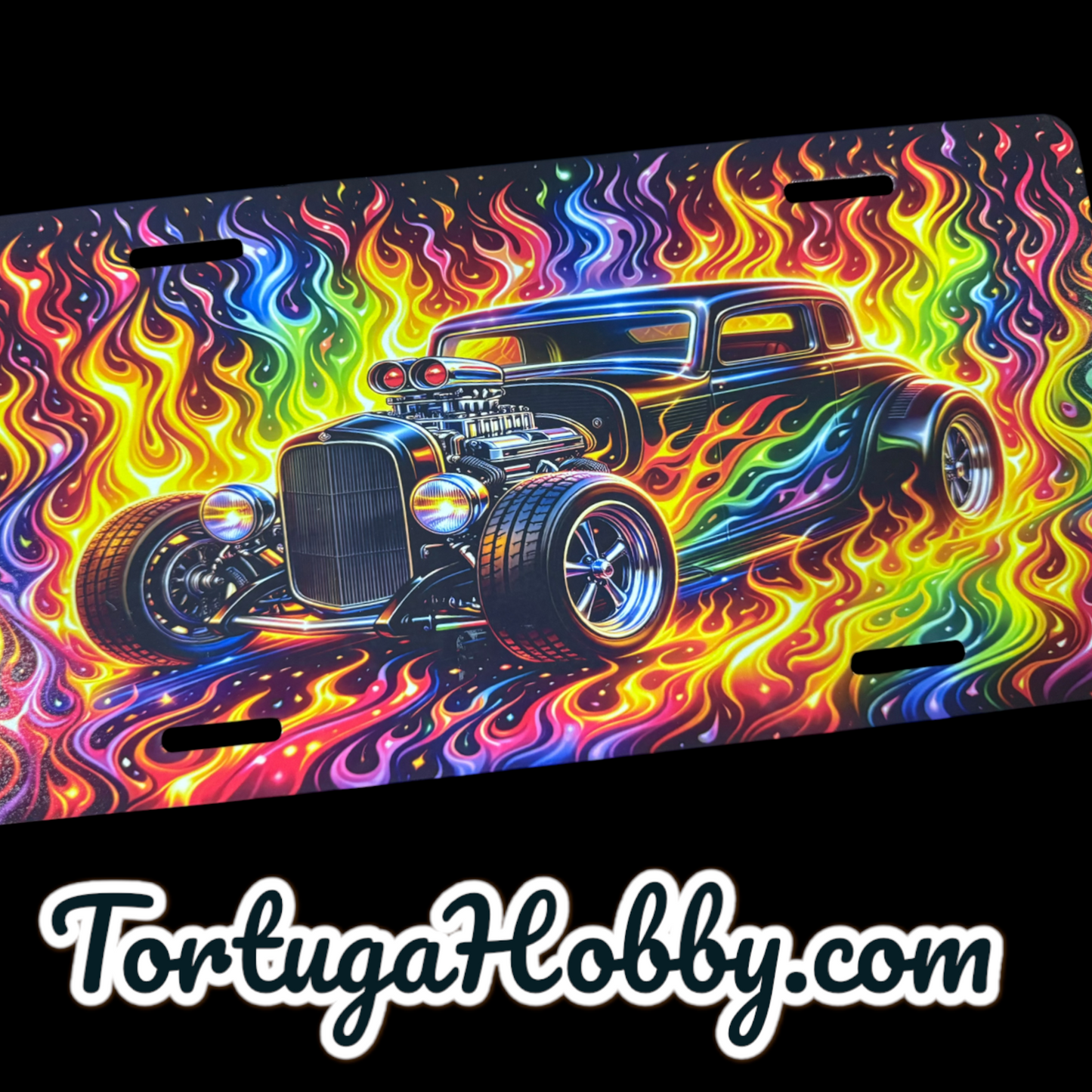 Blazing Hot Rod - Aluminum Front License / Vanity Plate For Car Fanatics!