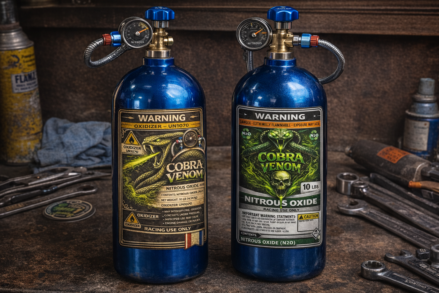 Cobra Venom NOS Bottle Nitrous Oxide Racing Label Decals Stickers