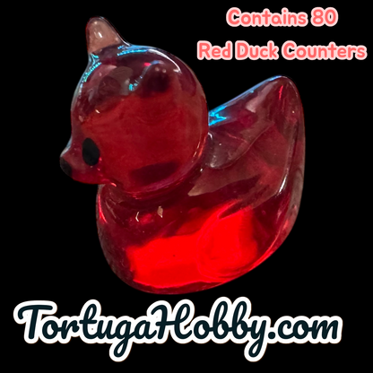 100pc Red Ducks & Skull Counters in Steampunk Themed Glass Bottle - Cruise Hiding Ducks.