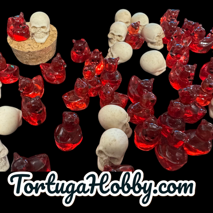 100pc Red Ducks & Skull Counters in Steampunk Themed Glass Bottle - Cruise Hiding Ducks.