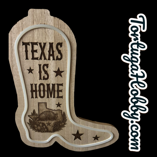 Texas Boot Lighted Wood Signs
