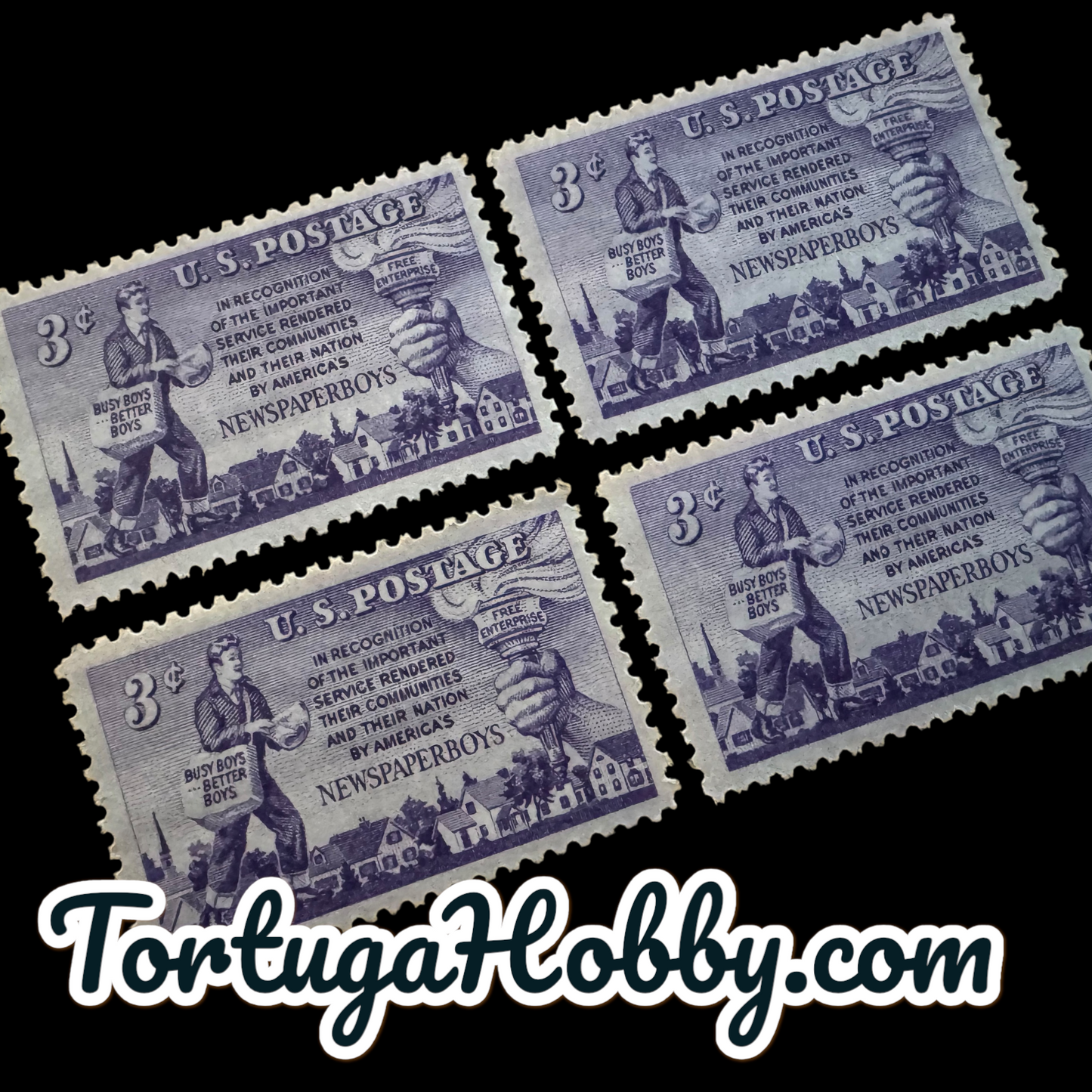 1952 - Commemorating America’s Newspaper Boys - 3-Cent Stamp - 4 Stamps