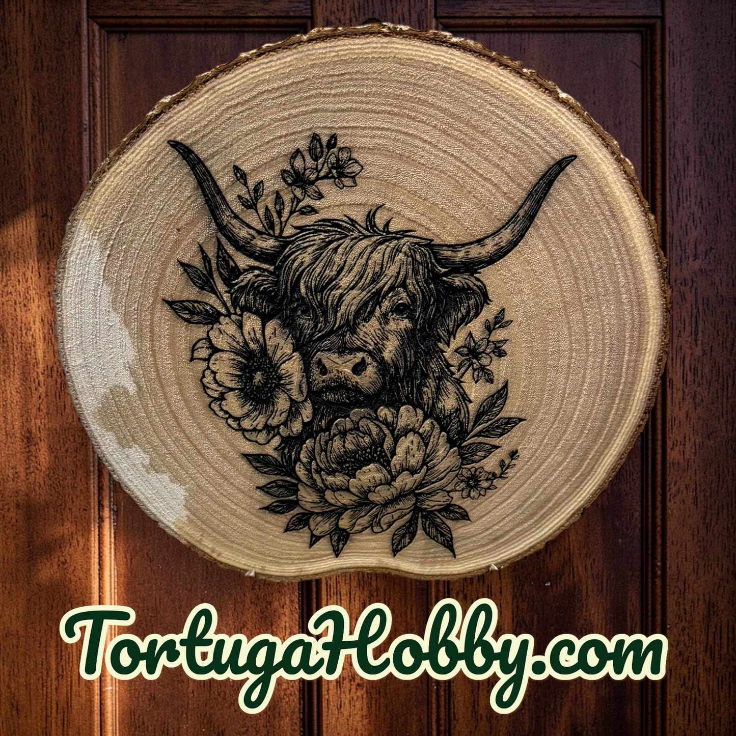 Highland Cows Wood Engraving