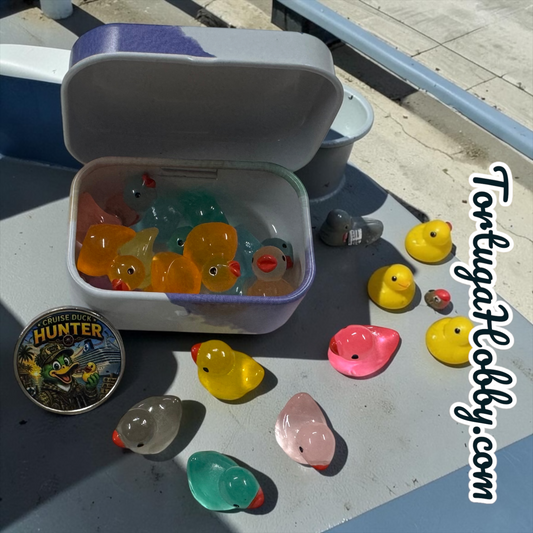 16/10pc Cruise Ducks Hunter Kit - Tiny Cruise Ducks for Hiding w/Tin for Ones You Find