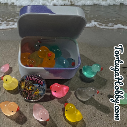 16/10pc Cruise Ducks Hunter Kit - Tiny Cruise Ducks for Hiding w/Tin for Ones You Find