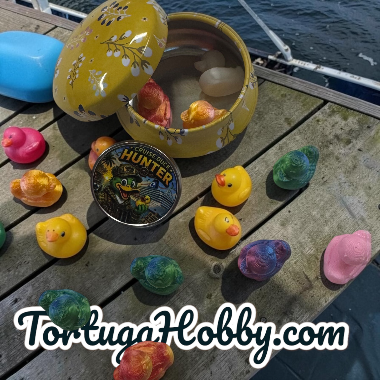 16/10pc Cruise Ducks Hunter Kit - Tiny Cruise Ducks for Hiding w/Tin for Ones You Find