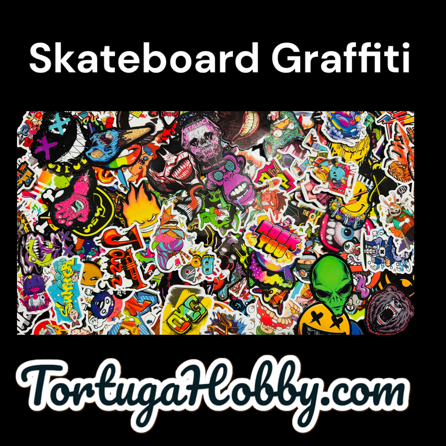 25 Skateboard Graffiti Sticker Pack - Show Off Unique Stickers on Laptops, Water Bottles, Skateboards, Lockers and More