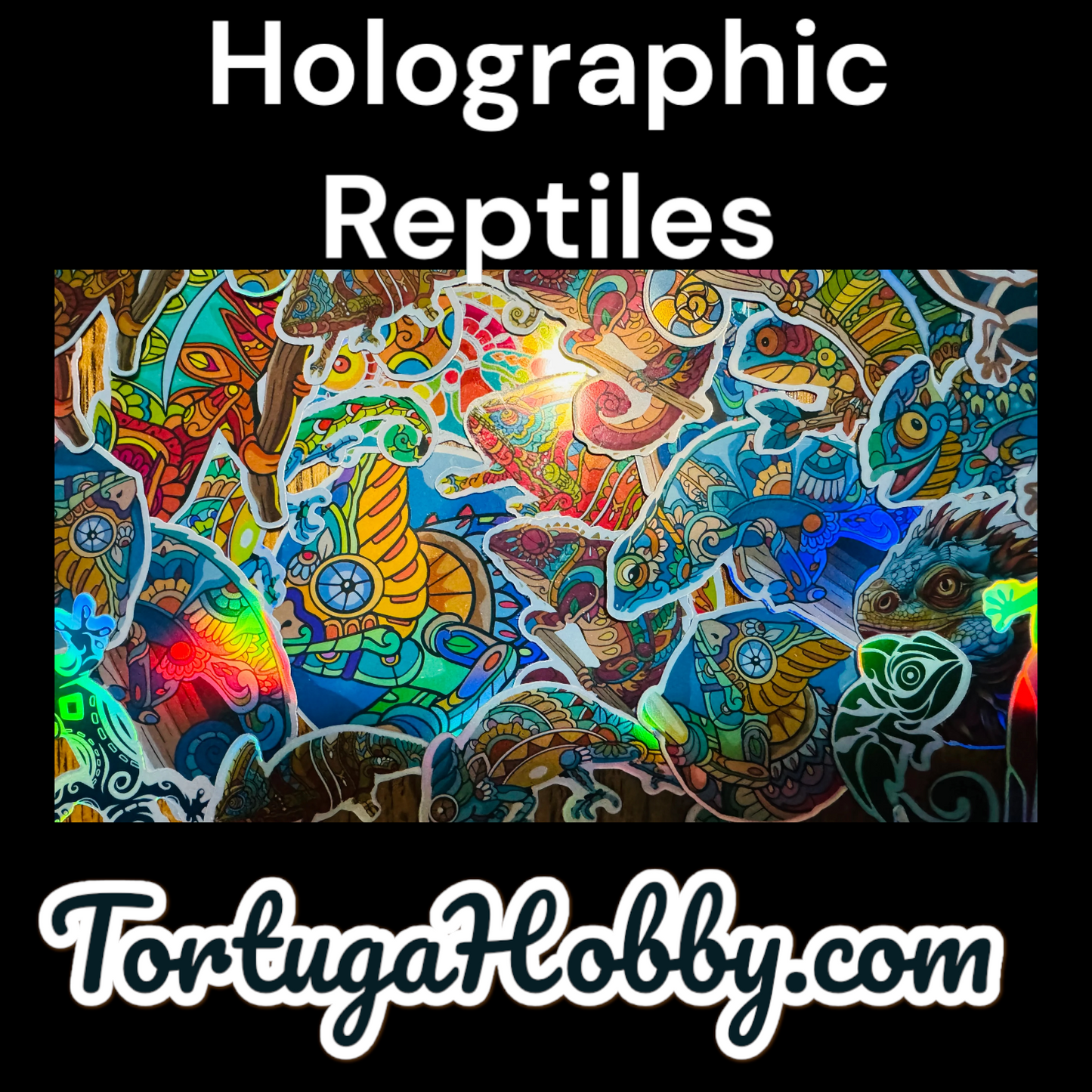 25 Holographic Reptile Stickers for laptops, Water Bottles, Skateboards, Lockers and More