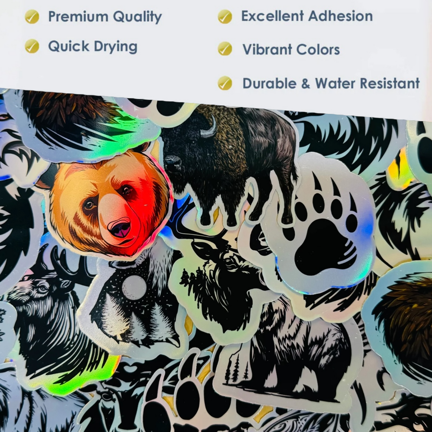 25 Holographic Wildlife Stickers for laptops, Water Bottles, Skateboards, Lockers and More