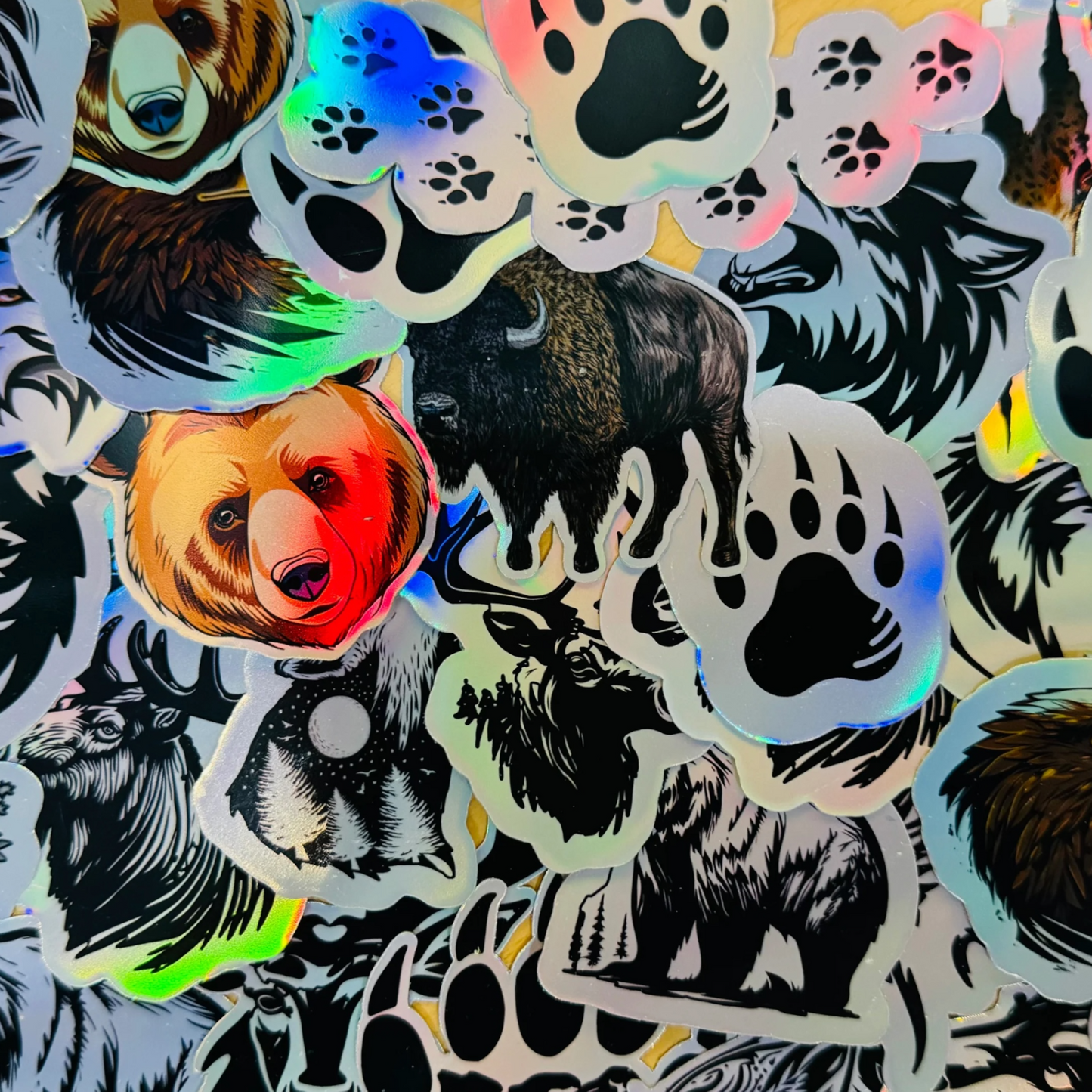 25 Holographic Wildlife Stickers for laptops, Water Bottles, Skateboards, Lockers and More