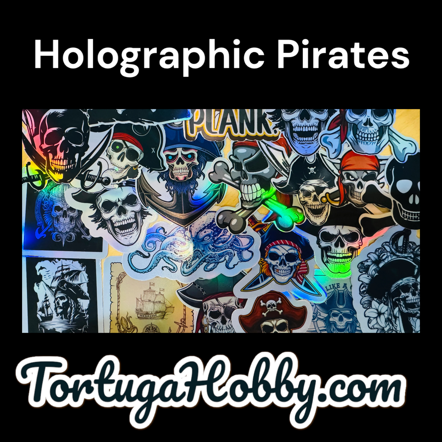 25 Holographic Pirate Stickers for laptops, Water Bottles, Skateboards, Lockers and More