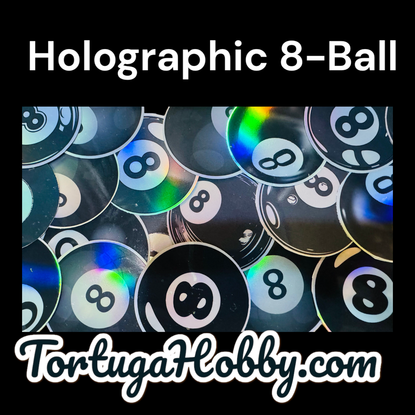 24 Holographic 8-Ball Stickers for laptops, Water Bottles, Skateboards, Lockers and More