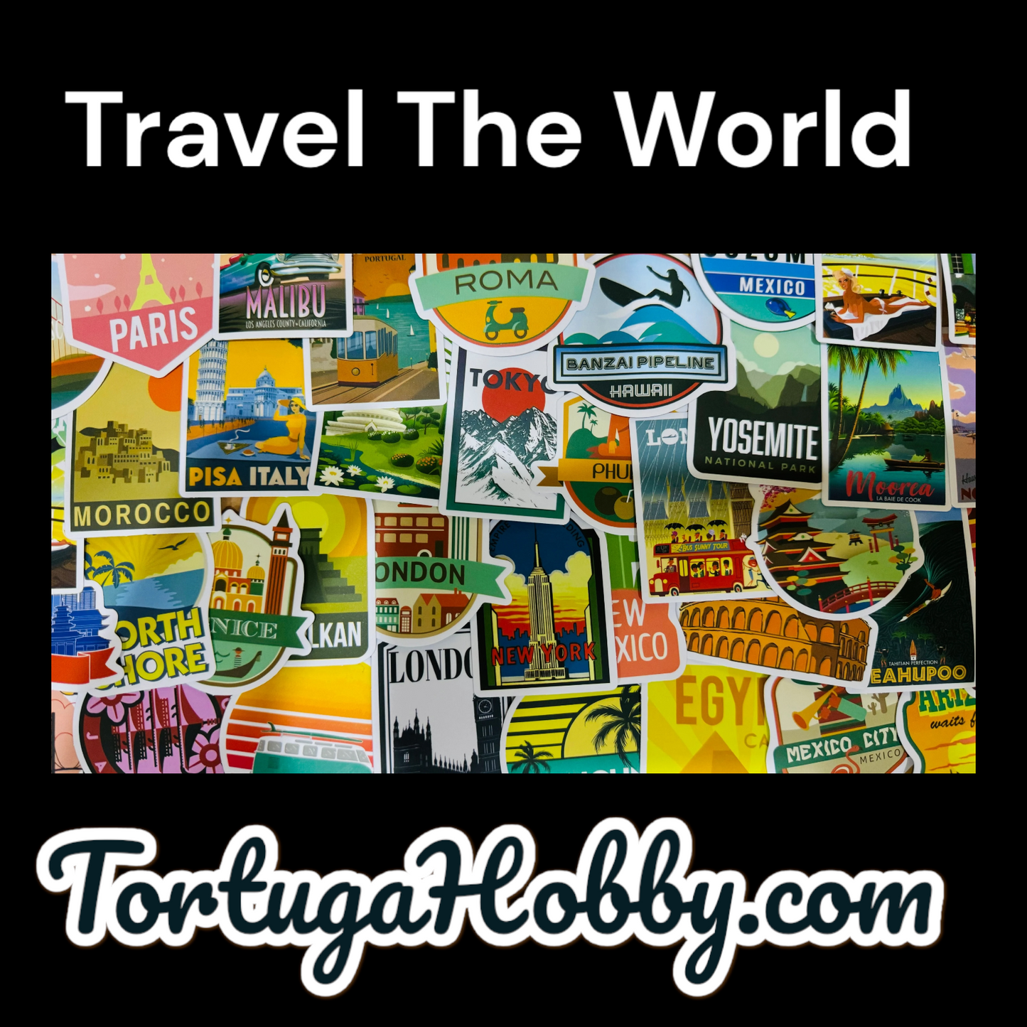 25 Stickers - Travel The World or Show Off Where You Have Gone - Travel Stickers for Laptops, Water Bottles, Skateboards, Lockers and More