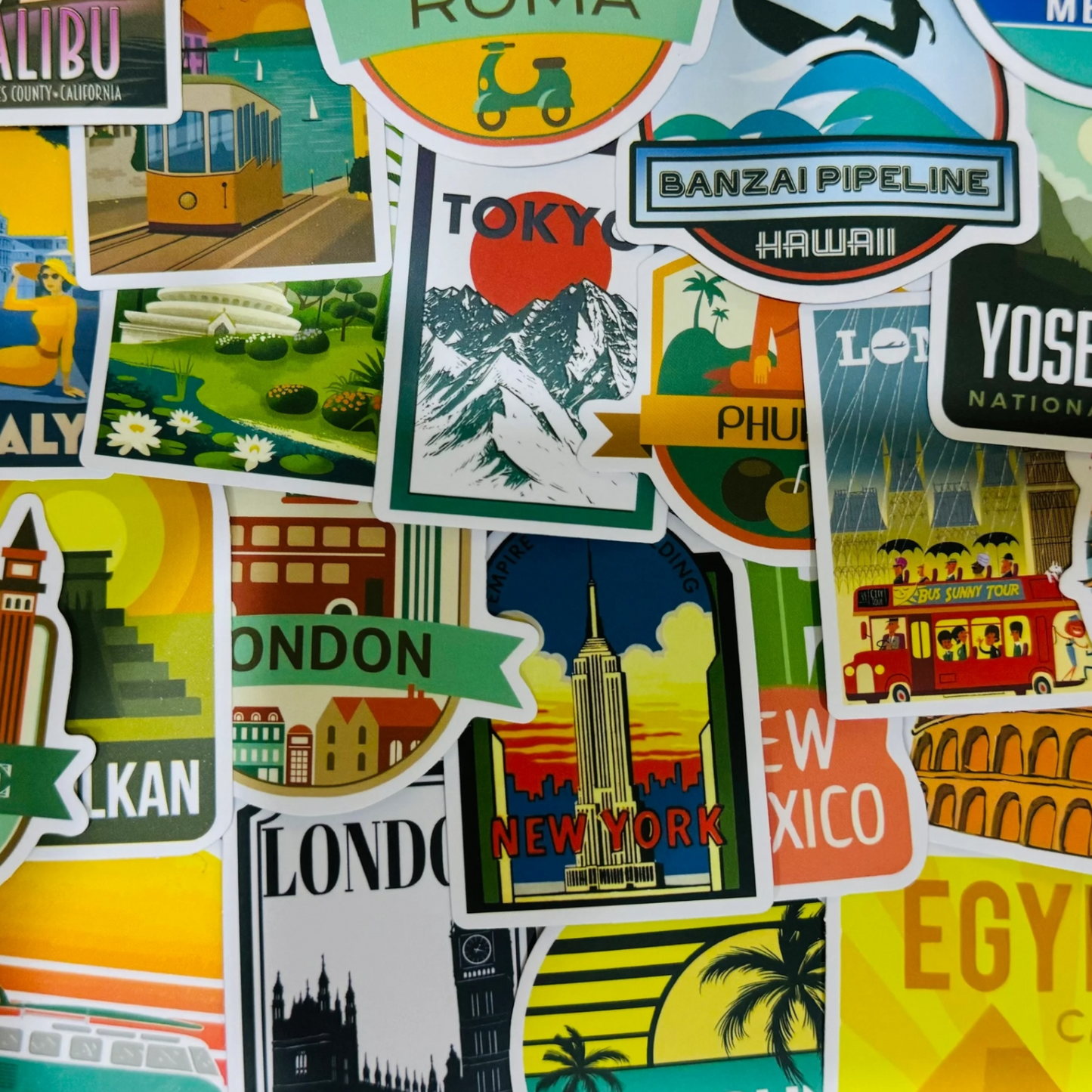 25 Stickers - Travel The World or Show Off Where You Have Gone - Travel Stickers for Laptops, Water Bottles, Skateboards, Lockers and More